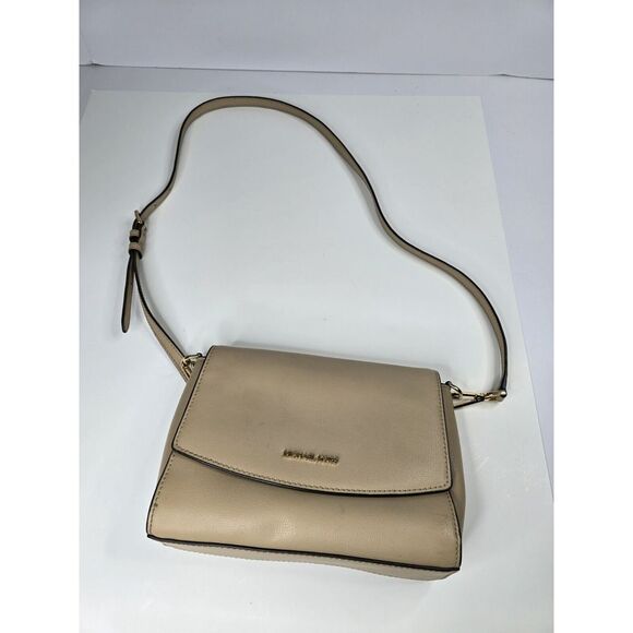 Michael Kors Ellis Medium leather Flap Messenger Crossbody Bag Cocktail‎ Dinner - Picture 1 of 16